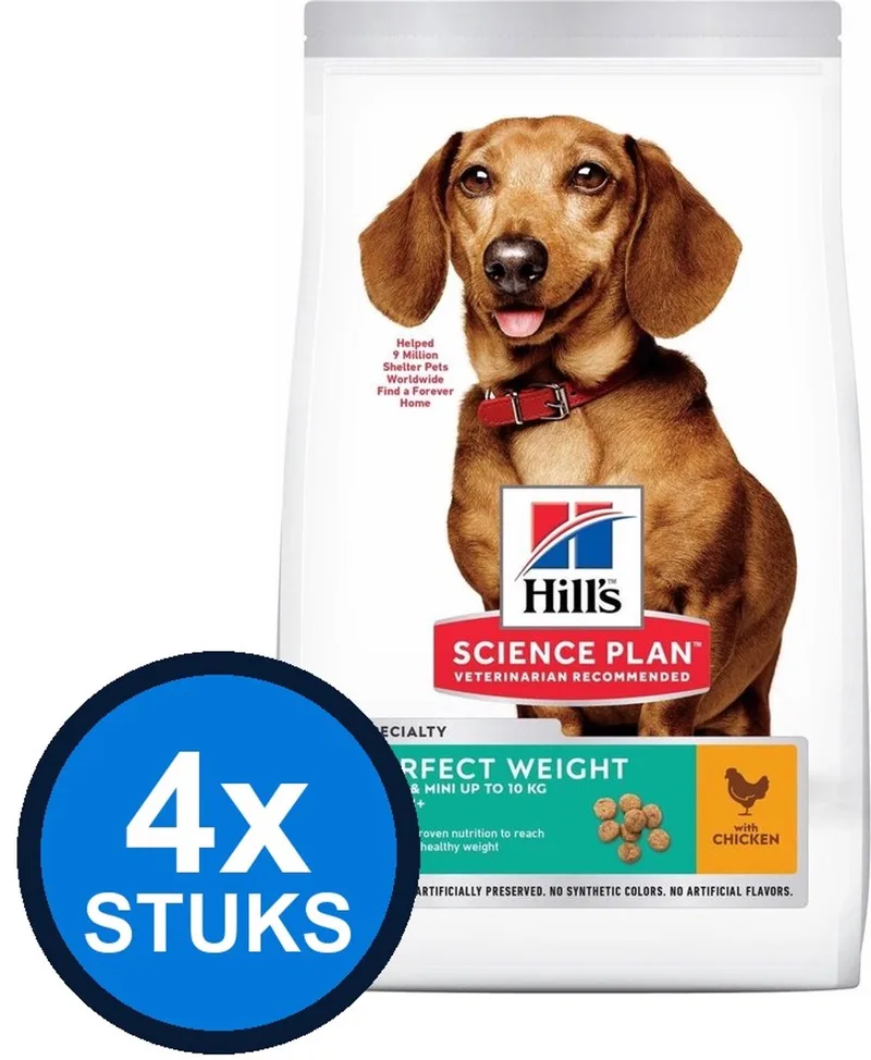 4x Hill's - Science Plan dog ad weight S chicken 1,5kg - Hondenvoer - 1.5 kg de Hill's – photo produit