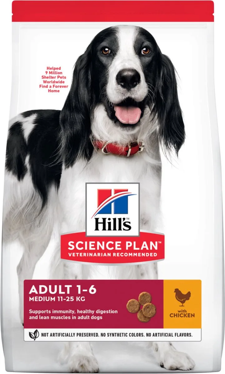 4x Hill's Science Plan Hondenvoer Adult Medium Kip 2,5 kg de Hill's – photo produit