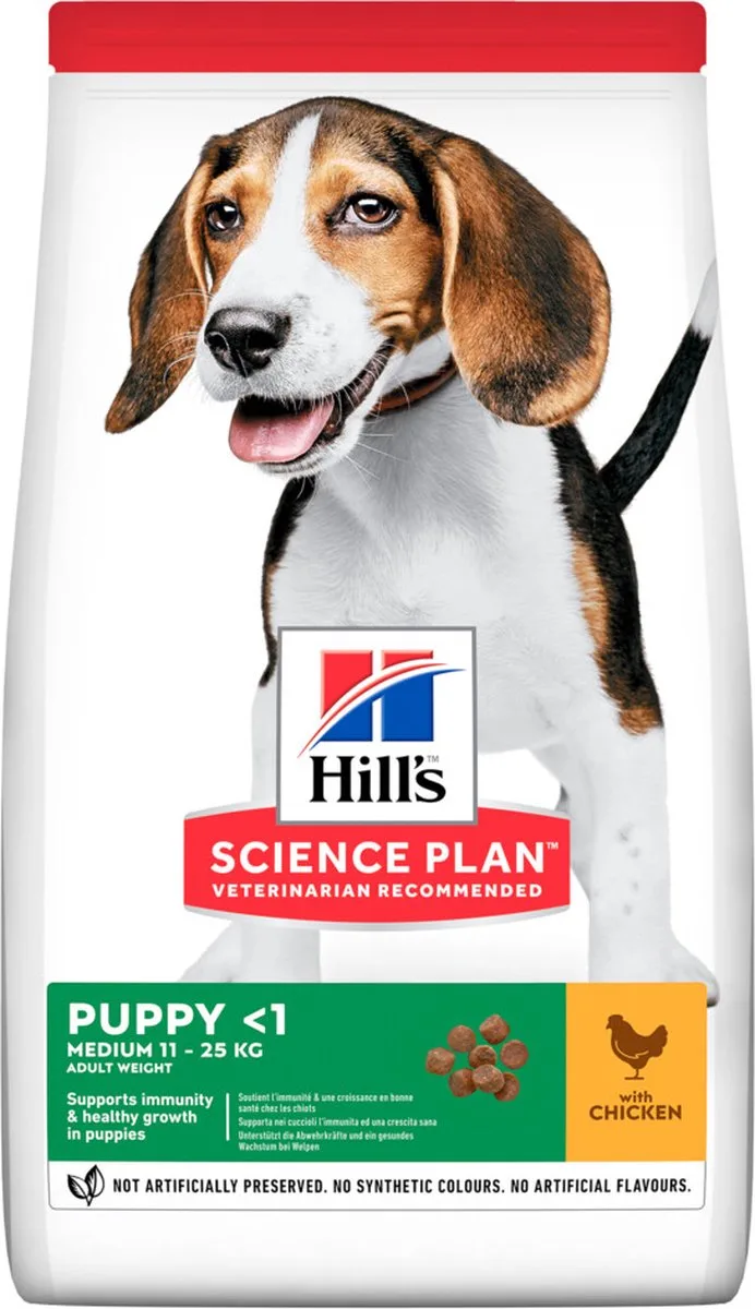 4x Hill's Science Plan Hondenvoer Puppy Medium Kip 2,5 kg de Hill's – photo produit
