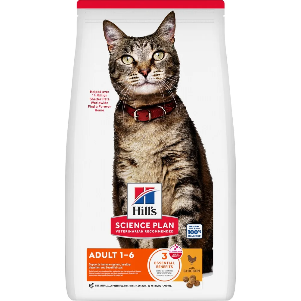 4x Hill's Science Plan Kattenvoer Droog Adult Kattenvoer met Kip 3 kg by Hill's – product photo