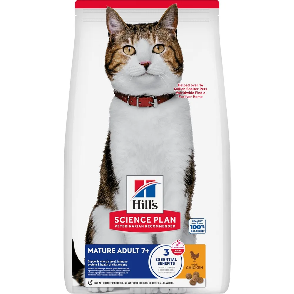 4x Hill's Science Plan Kattenvoer Droog Mature Adult Kip 3 kg fra Hill's – produktbillede