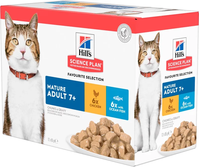 4x Hill's Science Plan Kattenvoer Mature Adult 7+ Multipack Favourite Selection 12 x 85 gr de Hill's – photo produit