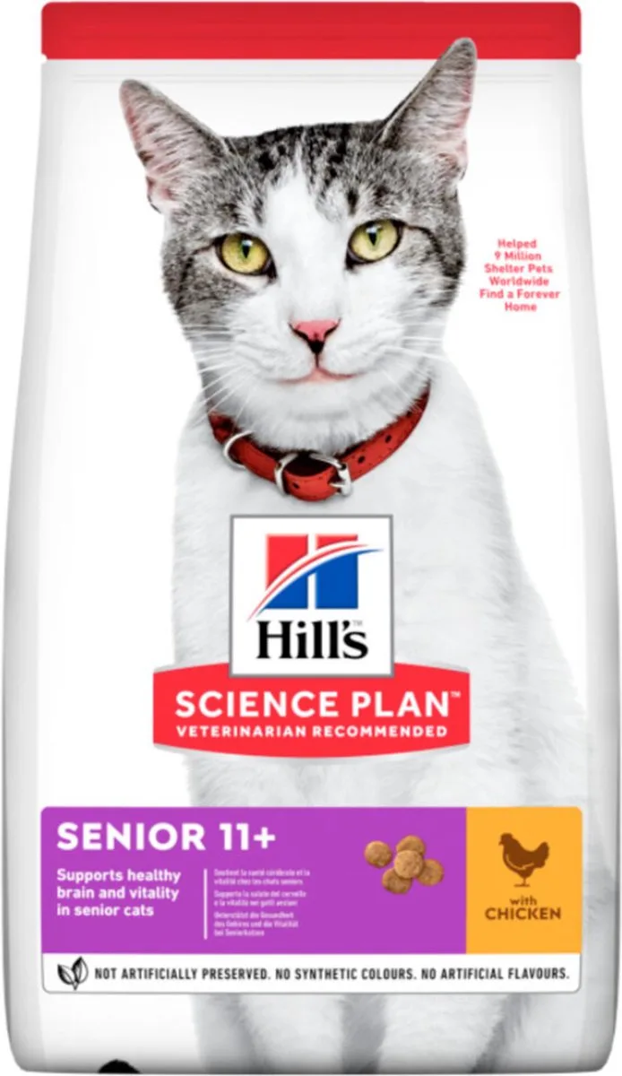 4x Hill's Science Plan Kattenvoer Senior 11+ Kip 3 kg von Hill's – Produktfoto
