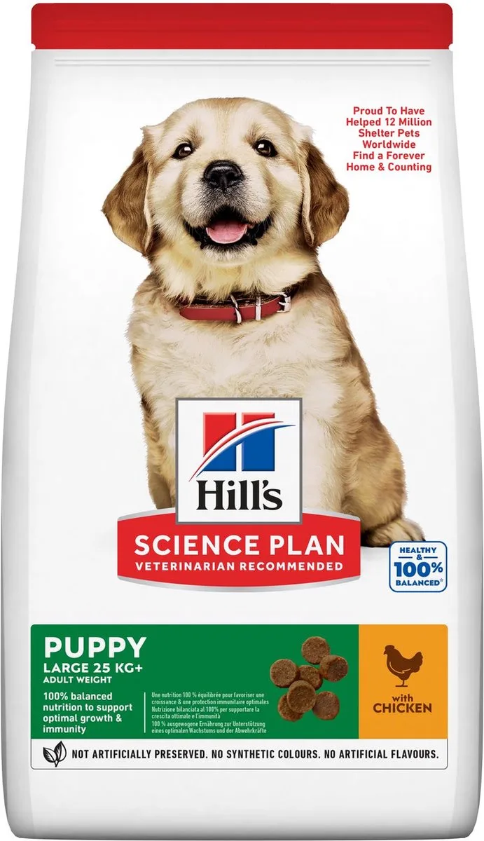 4x Hill's Science Plan Large Breed Puppyvoer met Kip 2,5kg de Hill's – photo produit