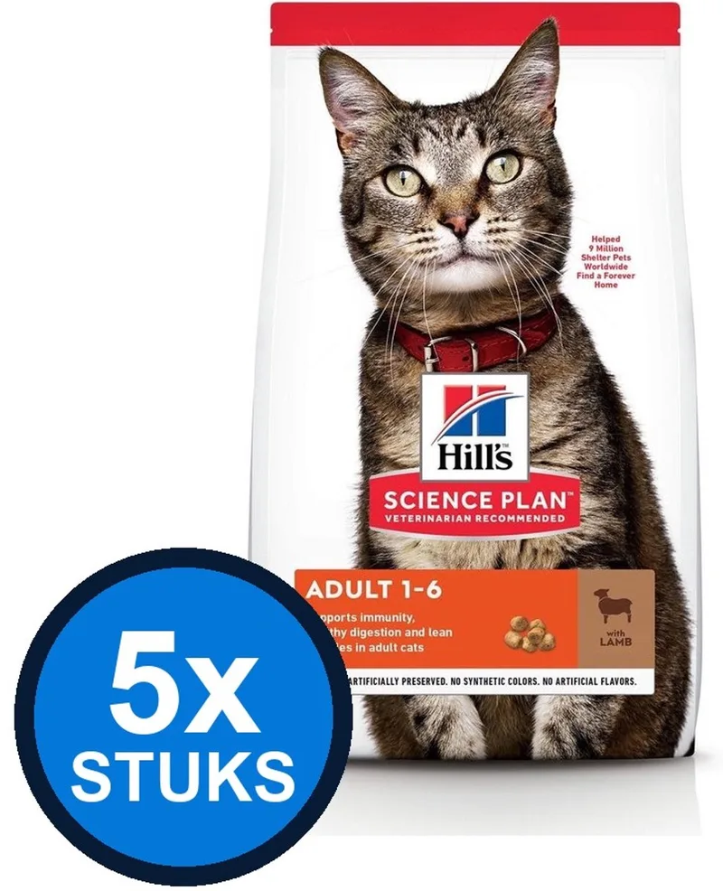 5x Hill's - Science Plan cat adult lamb 1,5kg - Kattenvoer - 1.5 kg de Hill's – photo produit
