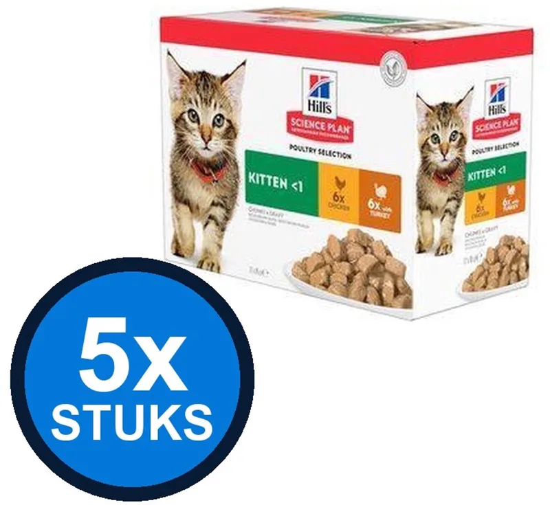 5x Hill's - Science Plan cat kitten poultry sel mp 12x85gr - Kattenvoer - 1.02 kg de Hill's – photo produit