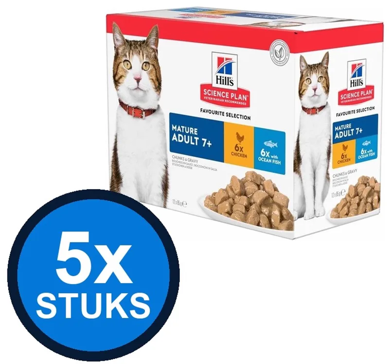 5x Hill's - Science Plan cat mat ad7+ fav sl mp 12x85gr - Kattenvoer - 1.02 kg von Hill's – Produktfoto