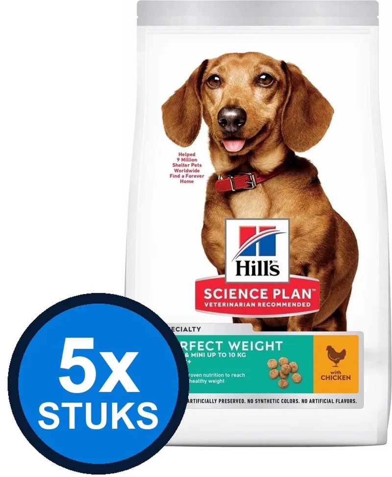 5x Hill's - Science Plan dog ad weight S chicken 1,5kg - Hondenvoer - 1.5 kg de Hill's – photo produit