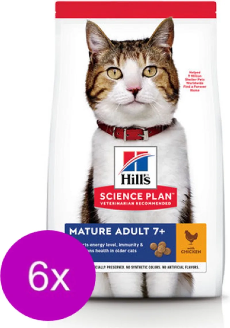 6x Hill's - Feline Mature Adult Kip - Kattenvoer - 300g fra Hill's – produktbillede