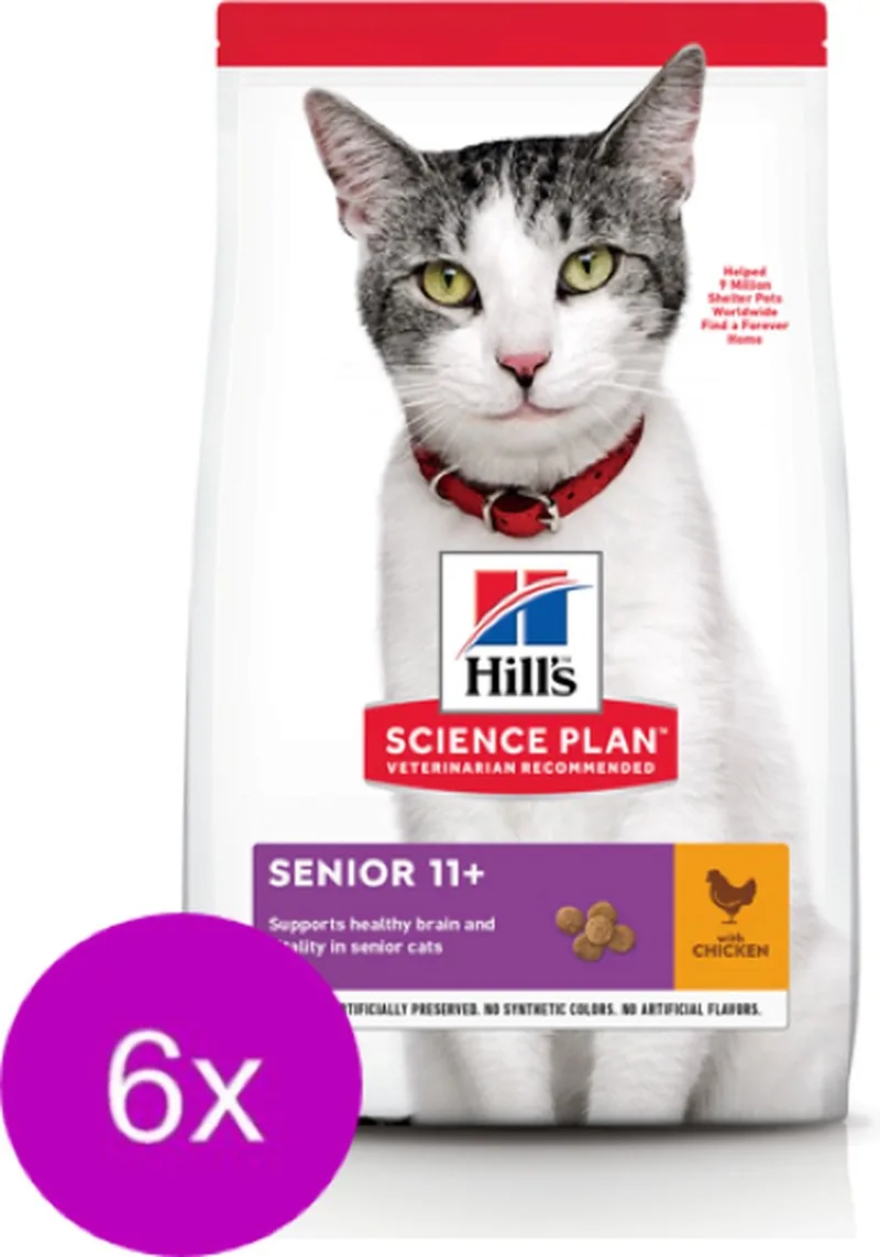 6x Hill's - Feline Senior 11+ Kip - Kattenvoer - 1.5kg by Hill's – product photo
