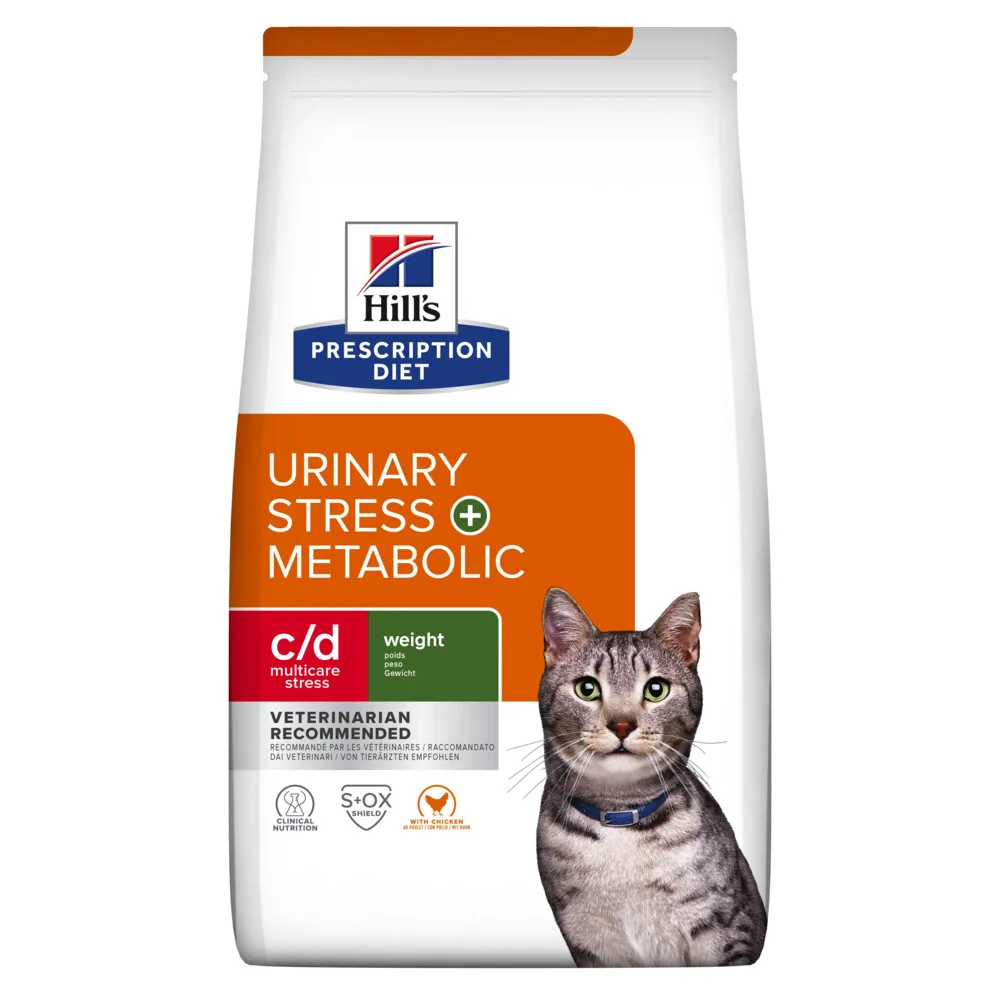 6x Hill's Prescription Diet Kattenvoer Droog c/d Multicare Stress + Metabolic Kip 1,5 kg de Hill's – photo produit