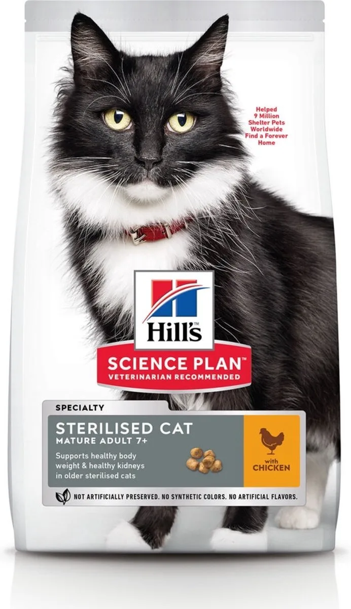 6x Hill's Science Plan Kattenvoer Mature Adult 7+ Gesteriliseerd Kip 1,5 kg von Hill's – Produktfoto