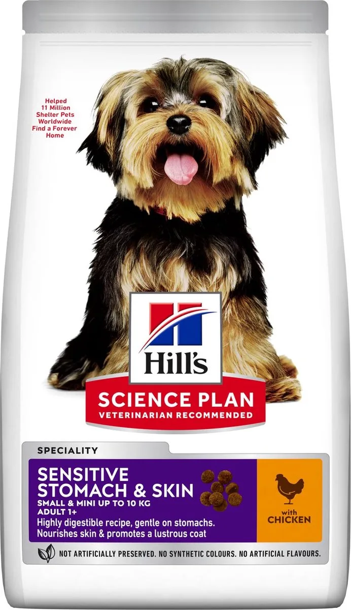 6x HILL'S SCIENCE PLAN Sensitive Stomach & Skin Small & Mini Adult Hondenvoer met Kip 1,5kg de Hill's – photo produit