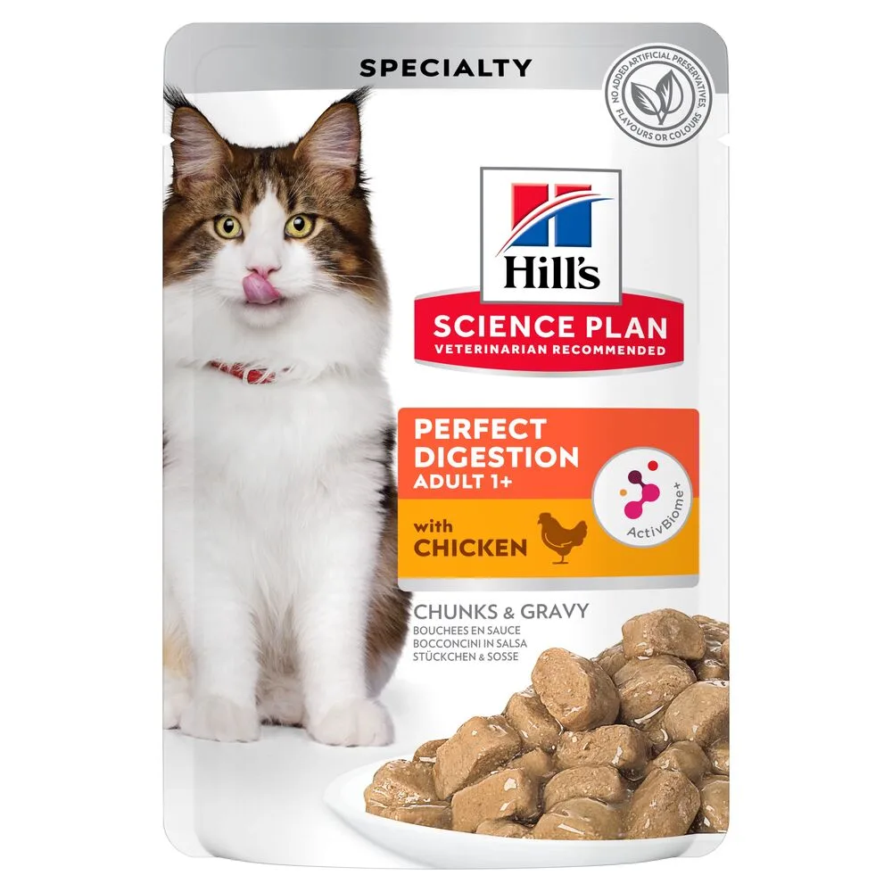 Adult Perfect Digestion met Kip Kattenvoer - 48 x 85 g de Hill's – photo produit