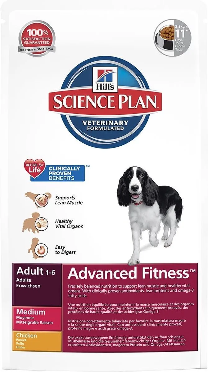 Canine Advanced Fitness - Adult - Kip - Hondenvoer - 2 x 2,5 kg von Hill's – Produktfoto