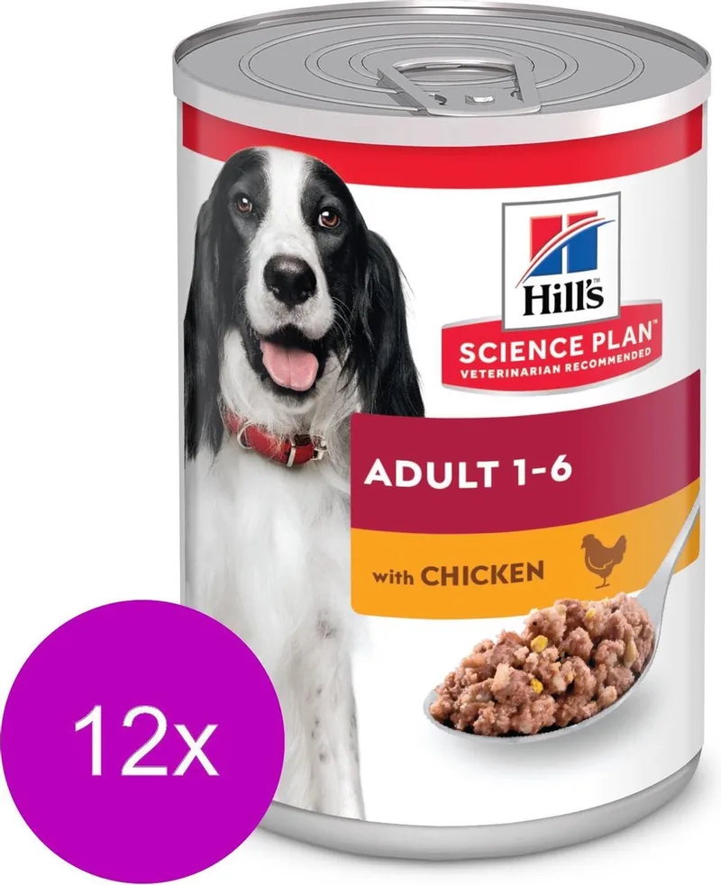 Canine Hondenvoer Blik Adult - Kip - 370 gr - 12 stuks fra Hill's – produktbillede