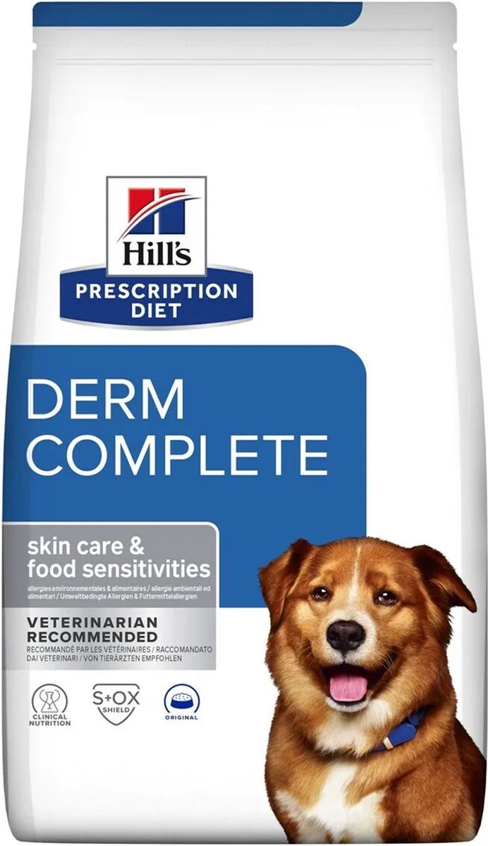 Derm Complete - Hondenvoer - 12 kg - Ondersteuning bij Huidallergieën & Voedselovergevoeligheid - Voor Middelgrote & Grote Rassen von Hill's – Produktfoto