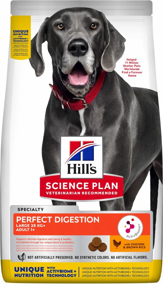 Hondenvoer Perfect Digestion Large Breed Adult +1 Kip en Bruine Rijst 12 kg von Hill's – Produktfoto