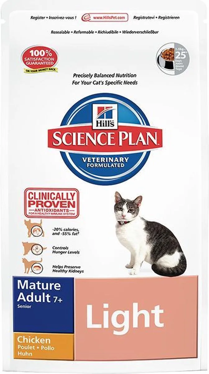 Light Senior 7+ - Kip - Kattenvoer - 1.5 kg von Hill's – Produktfoto
