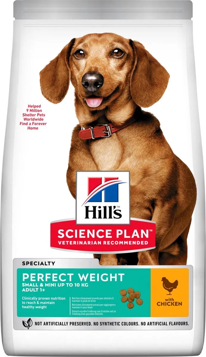 Perfect Weight Small & Mini Adult Hondenvoer met Kip 6x1,5kg de Hill's – photo produit