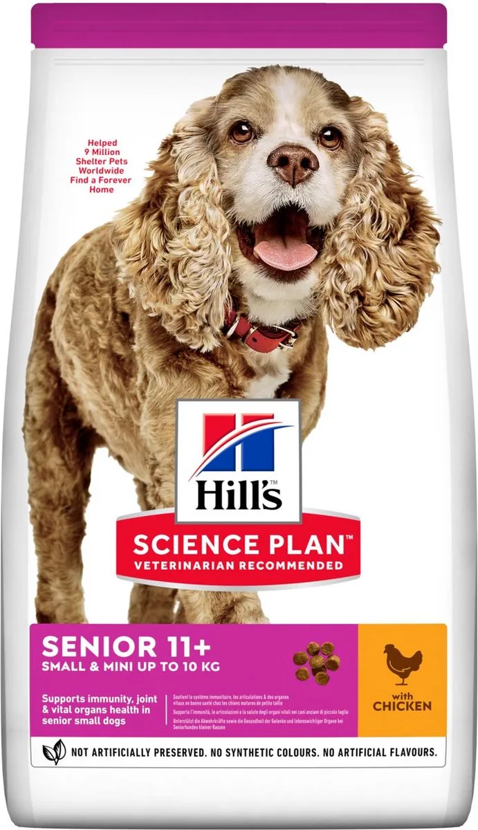 Small & Mini Senior 11+ Hondenvoer met Kip 6x 1.5 kg von Hill's – Produktfoto