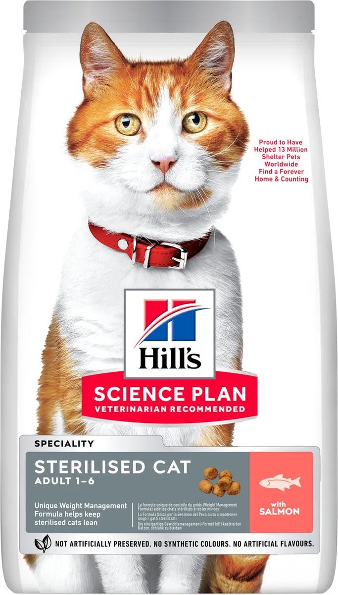 Sterilised Cat Adult Kattenvoer met Zalm - 6 x 1.5 kg by Hill's – product photo