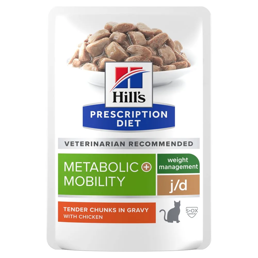 Voordeelpakket 48x85g Hill's Prescription Diet j/d Metabolic + Mobility met kip natvoer voor katten by Hill's – product photo