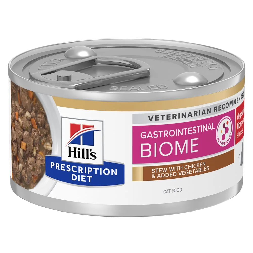 Voordeelpakket: 72x82g Hill's Prescription Diet Gastrointestinal Biome Stress Kip & Groente natvoer voor katten van Hill's – productfoto