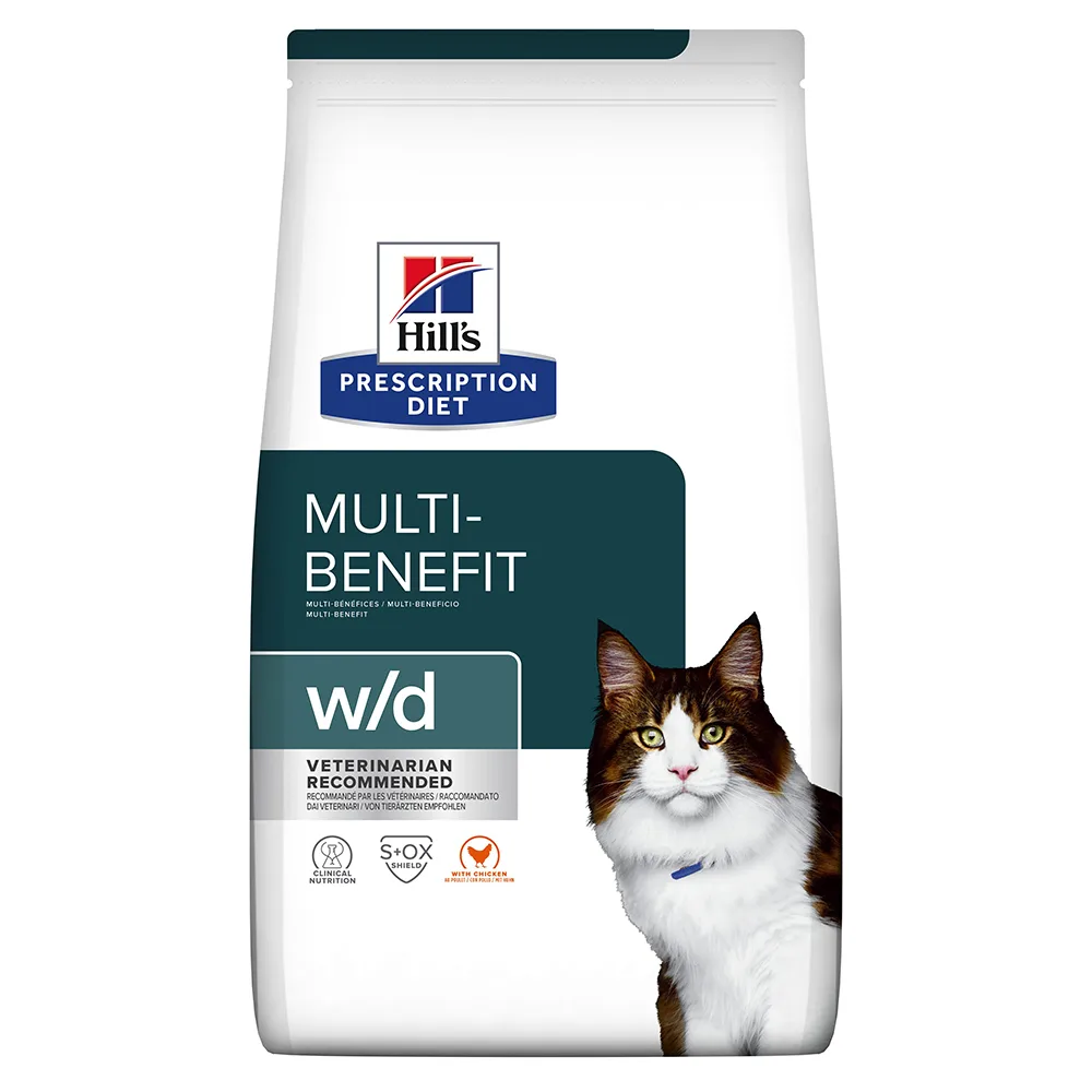 w/d Low Fat Diabetes Colitis Kattenvoer met Kip - Voordeelpakket 3 x 3 kg van Hill's – productfoto