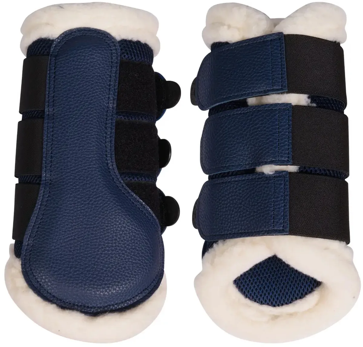 Gesloten peesbeschermers voor paard met bont HKM Comfort Premium Mesh de HKM en Bleu foncé – photo produit
