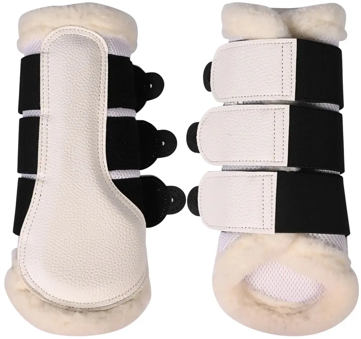 Gesloten peesbeschermers voor paard met bont HKM Comfort Premium Mesh de HKM en Blanc – photo produit