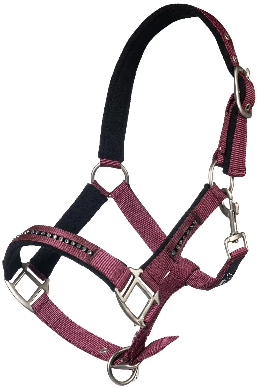 Halster voor paard met musketon HKM van HKM in Weinrot – productfoto