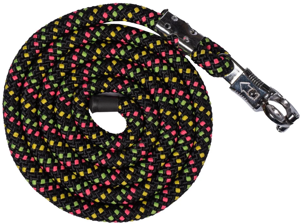 Halstertouw NeonFlash met paniekhaak zwar - 180 cm de HKM en Noir – photo produit