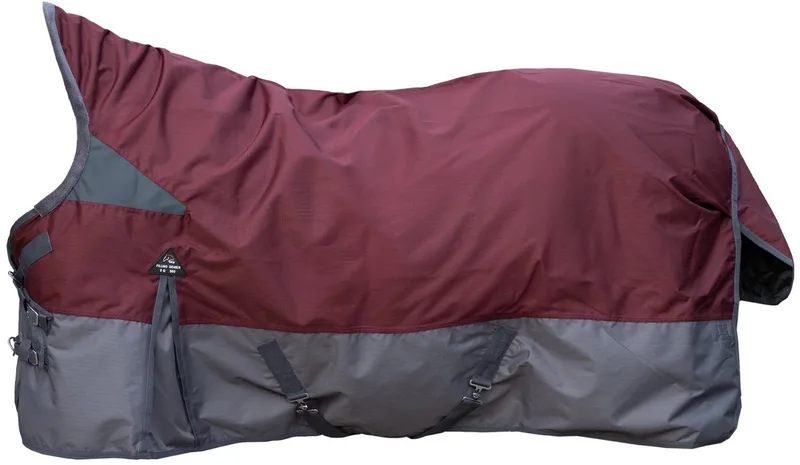 Highneck regendeken/turnoutdeken Yukon 600D, 100g fra HKM i Donkerrood, Grå – produktbillede