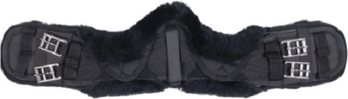 Lamsvel dressuursingel met hoes - anatomisch - 70cm de HKM en Noir – photo produit