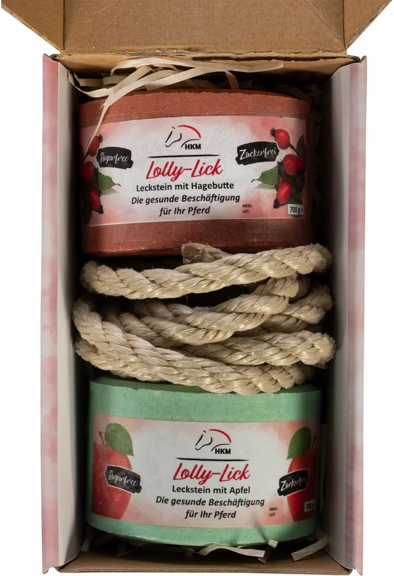 Lolly Lick 2 set - liksteen incl ophang systeem - Appel/Rozenbottel von HKM in Beige – Produktfoto