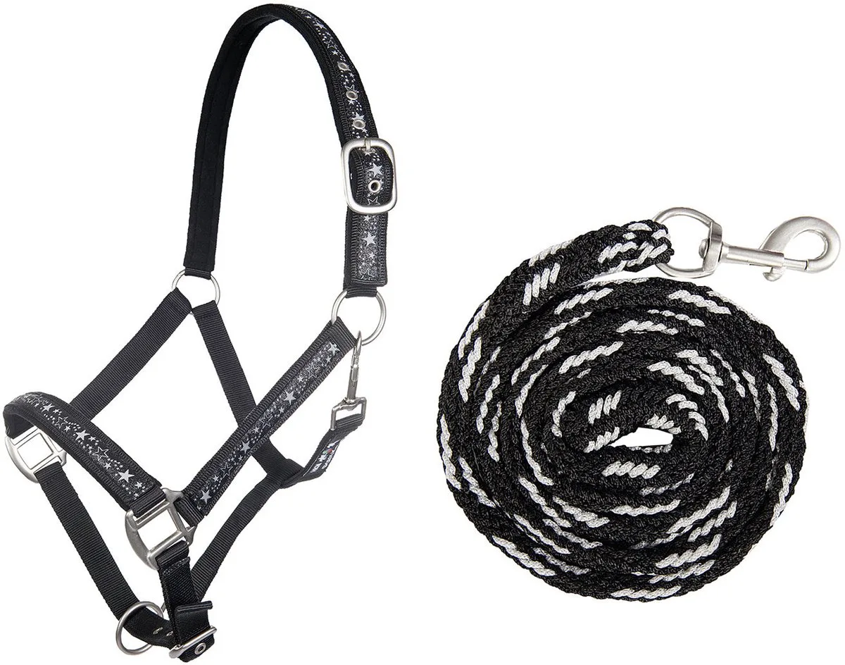 Longeerk voor paard met longe en karabijnhaak HKM by HKM in Black – product photo