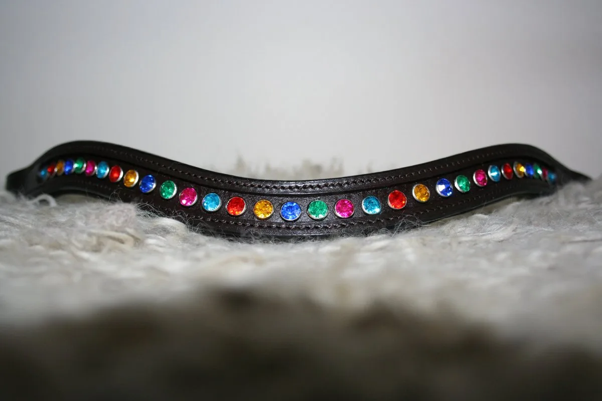 MHS multicolor frontriem - bruin leer - cob (39,5cm) van HKM in Meerkleurig – productfoto