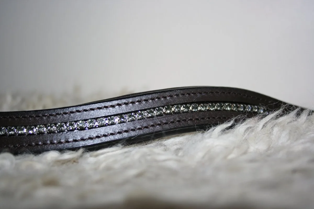 MHS wave frontriem - Grey Zip - bruin leer - cob (38cm) von HKM in Grau – Produktfoto