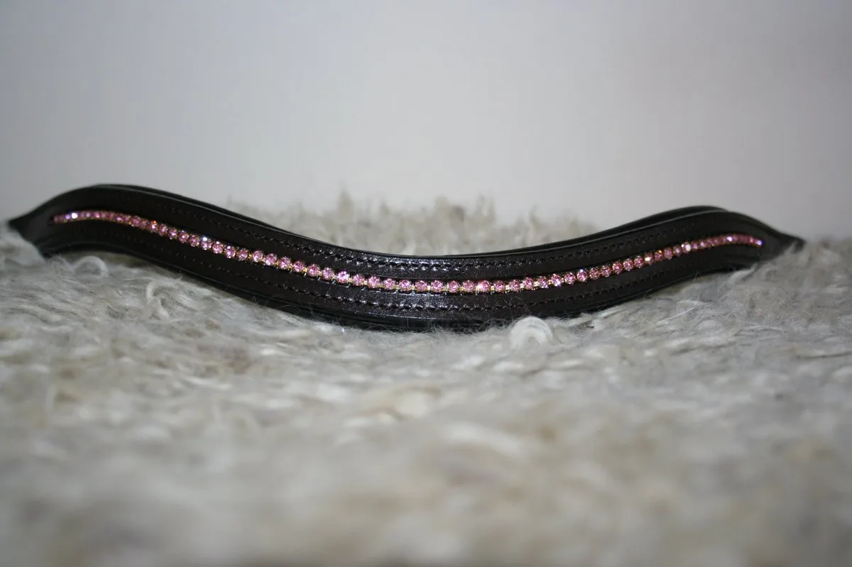 MHS wave frontriem Pink - bruin leer - Cob (39,5cm) de HKM en Rose – photo produit