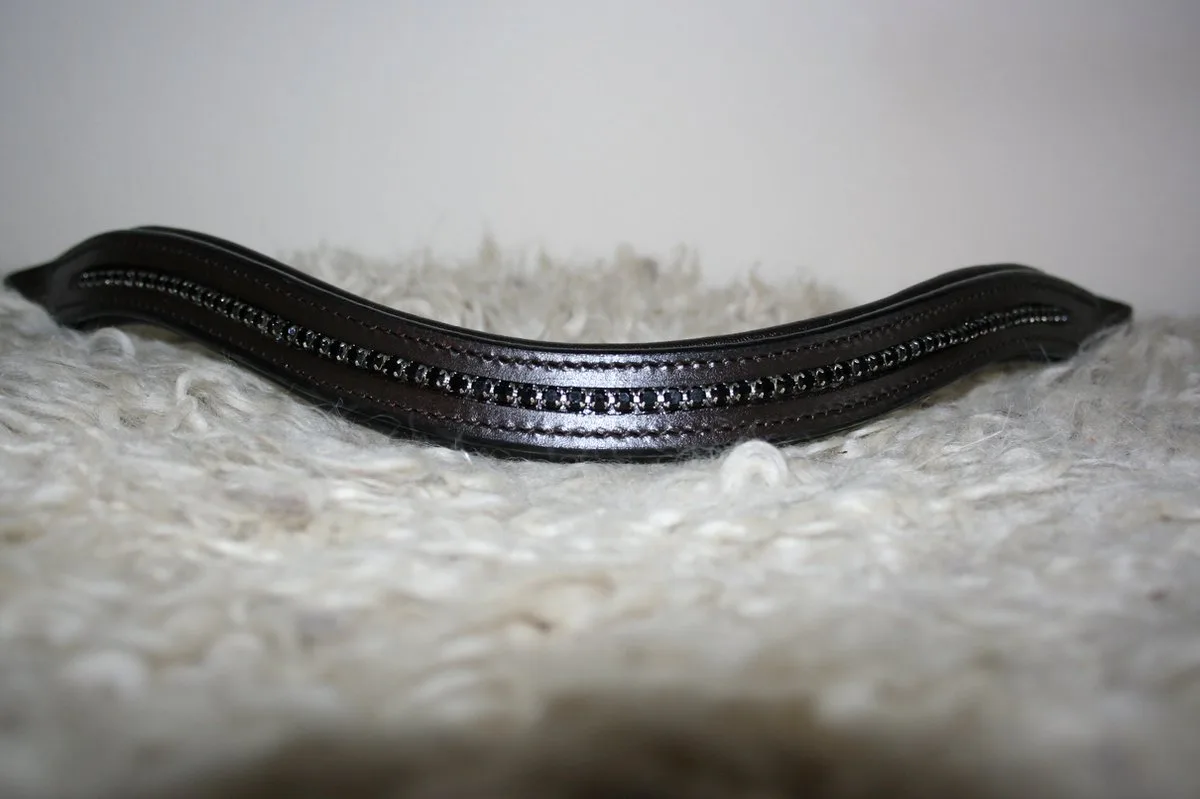 MHS wave frontriem - Zipped Black II - bruin leer - Cob (39,5cm) van HKM in Zwart – productfoto