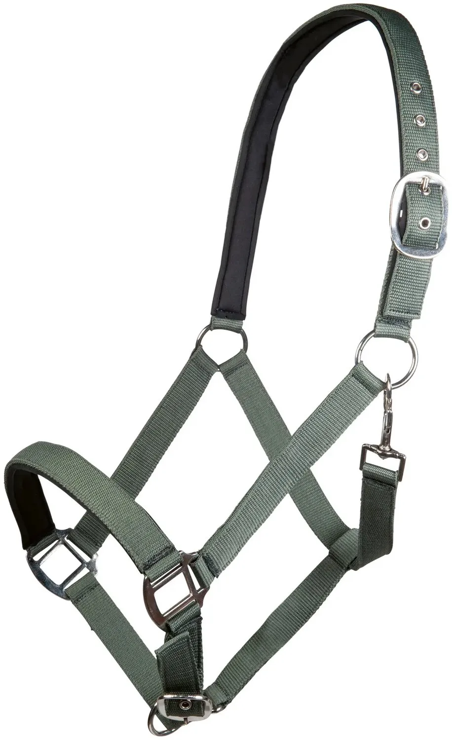 Nylon halster voor paard met zachte voering HKM Charming fra HKM i Rauchgrün – produktbillede