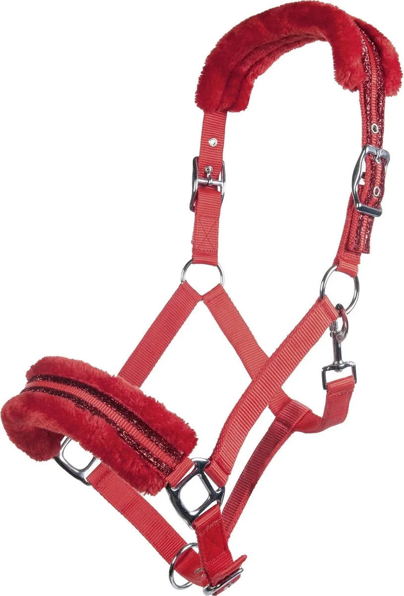 Nylonhalster -Glitter- polarfleece voering Full de HKM en Rouge – photo produit