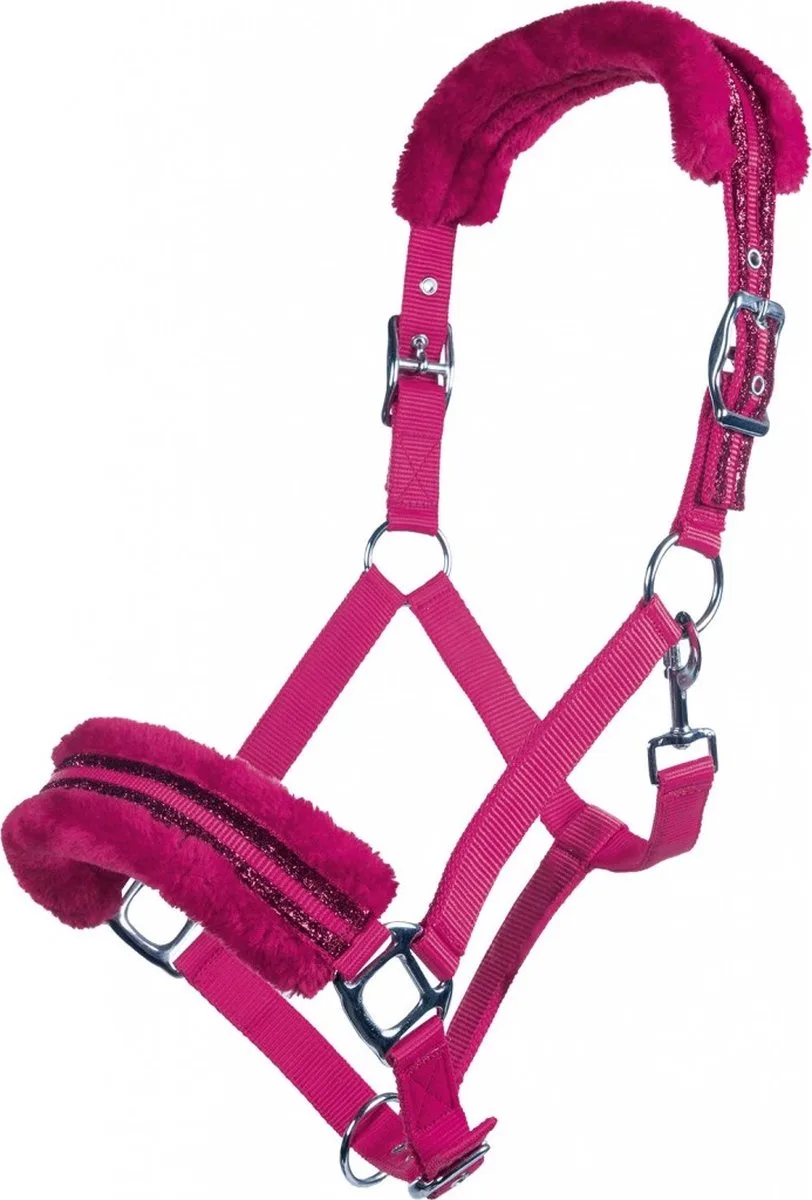 Nylonhalster -Glitter- polarfleece voering Pony van HKM in Roze – productfoto