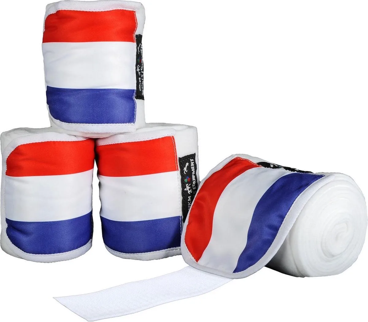 Polarfleece bandage Flags - maat 200 cm/ pony - Set van 4 Vlag NL fra HKM i Hvid – produktbillede