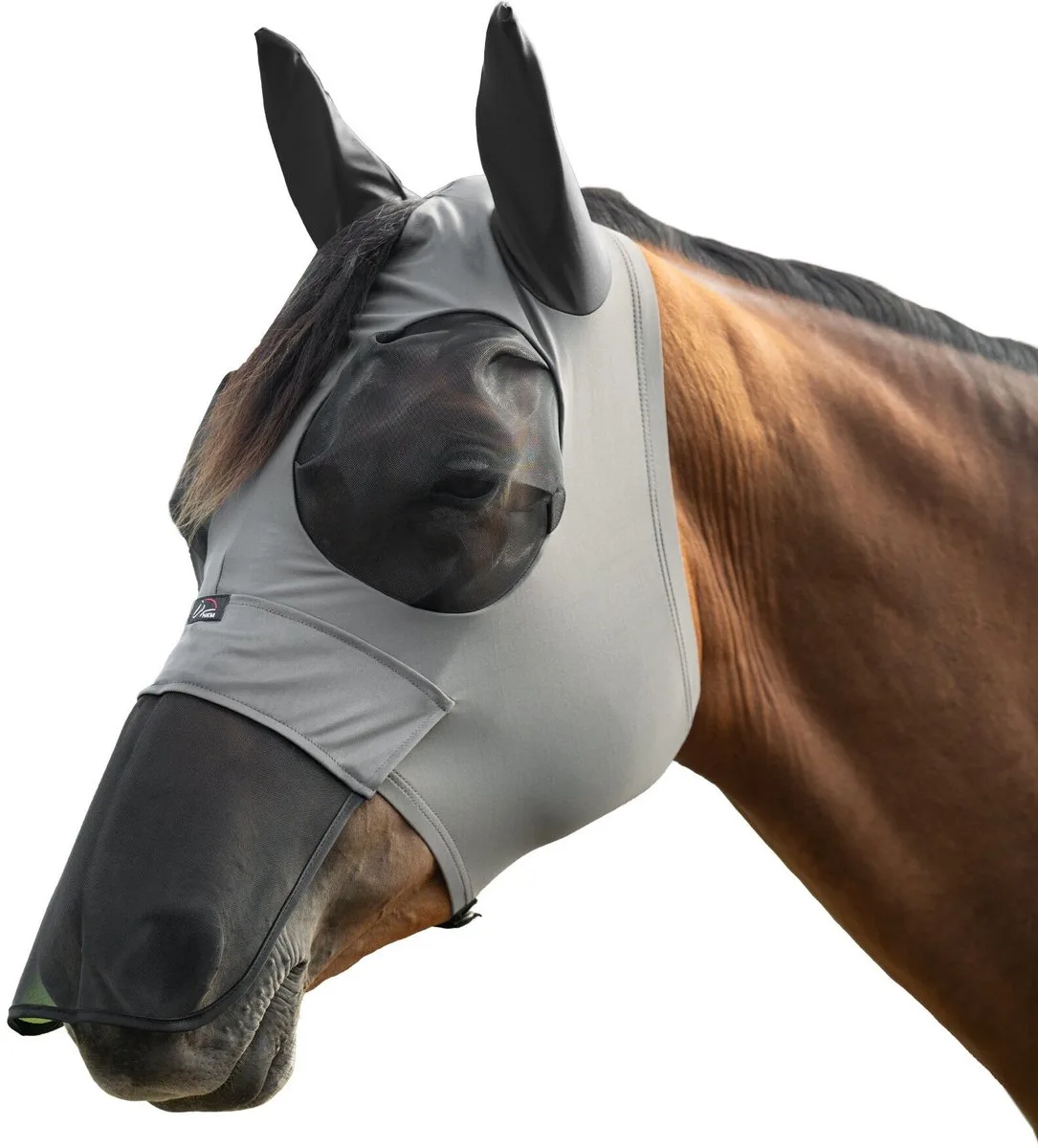 vliegenmasker UV werend - met neusnet en ritssluiting - S - moerasgrijs de HKM – photo produit