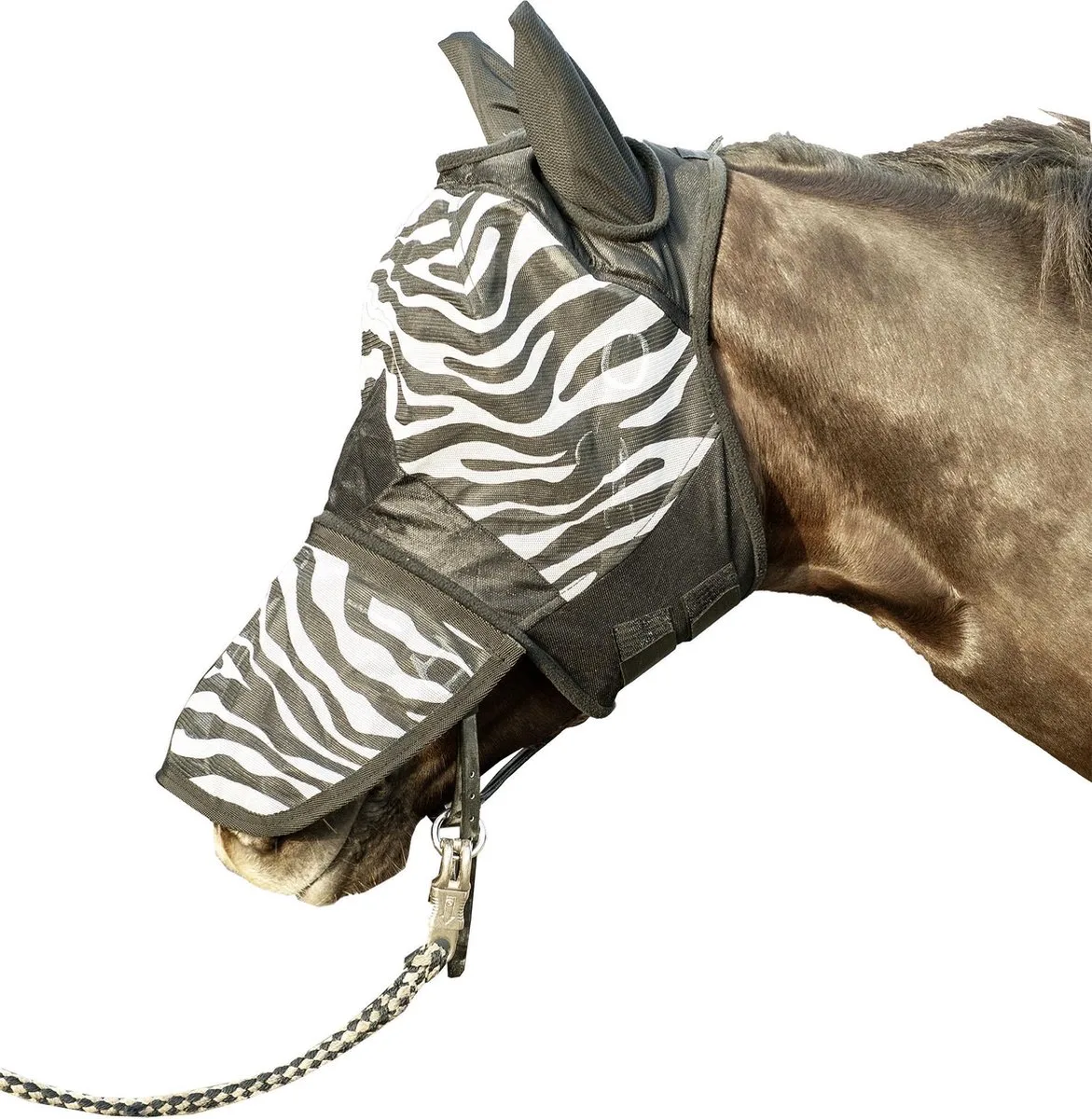 Vliegenmasker Zebra met neusnetje wit/zwart maat Full by HKM – product photo