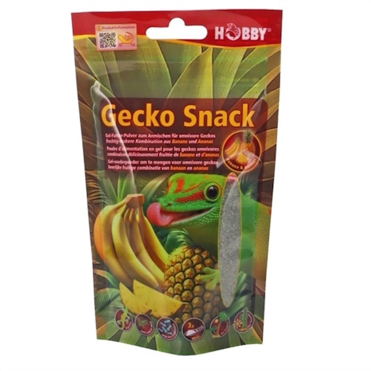 Terrano Gecko Snack 100 gr gelvoederpoeder voor omnivore Banaan & Ananas van Hobby – productfoto