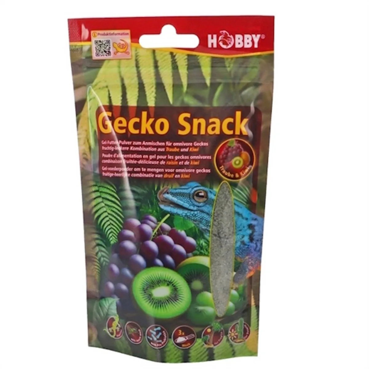 Terrano Gecko Snack 100 gr gelvoederpoeder voor omnivore Druif & Kiwi van Hobby – productfoto