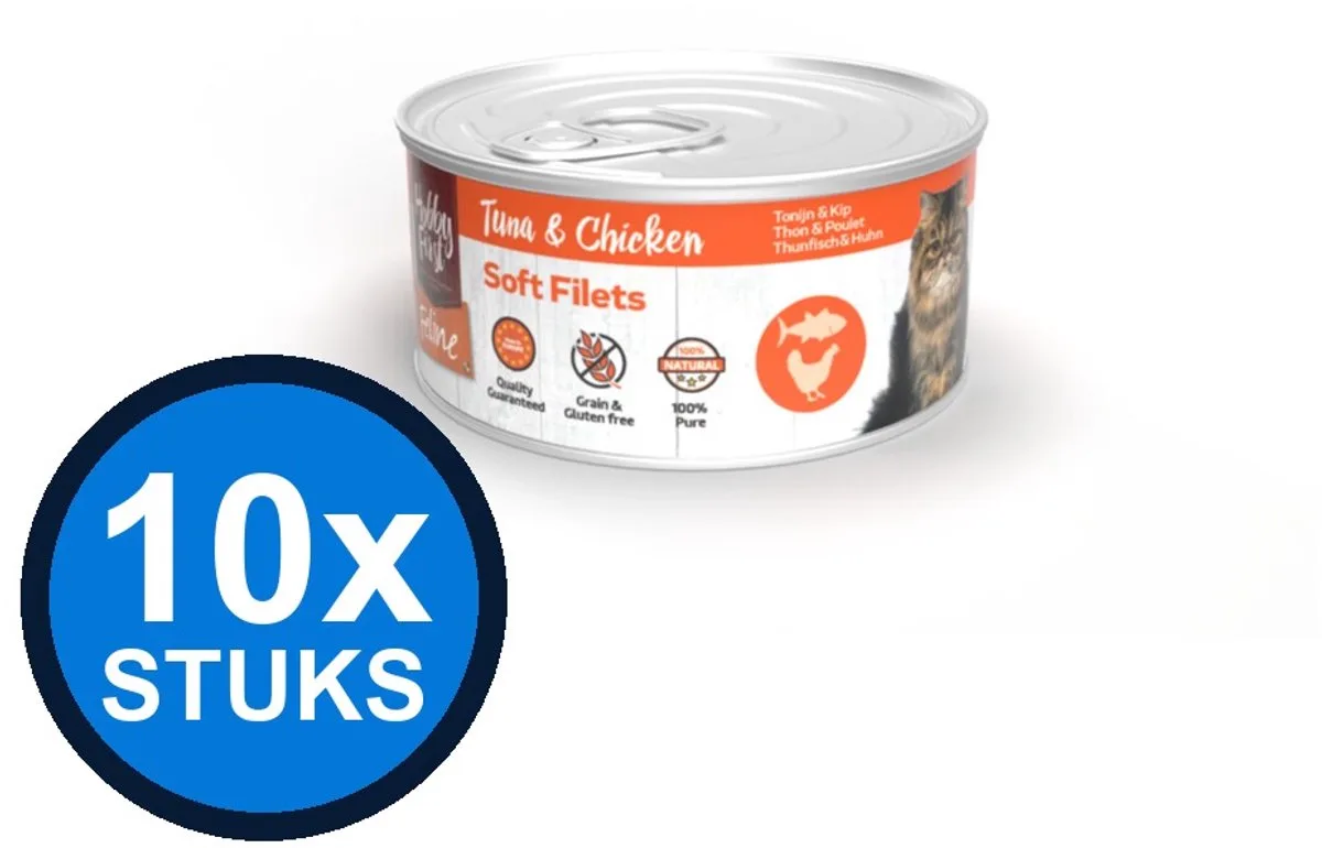 10x Hobby First Feline blik soft filets tonijn&kip 70gr von HobbyFirst – Produktfoto